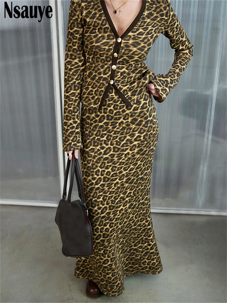 Nsauye Y2K 2024 Зимняя леопардовая женская рубашка-кардиганы с длинными рукавами топы