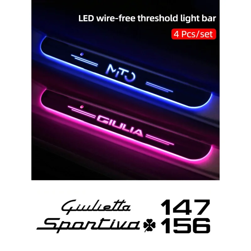 

Door Customize Lamps For Alfa Romeo 159 147 Giulietta Stelvio 4C MITO 156 Giulia Sportiva Wireless Car LED Welcome Ambient Light