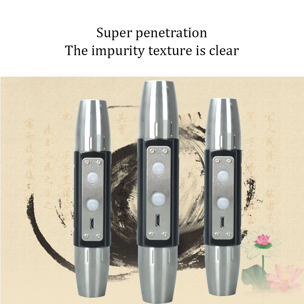 

Jewelry Bright Flashlight Stainless Steel Rechargeable Double Head Identification Light Small Outdoor Caving Hand Torch