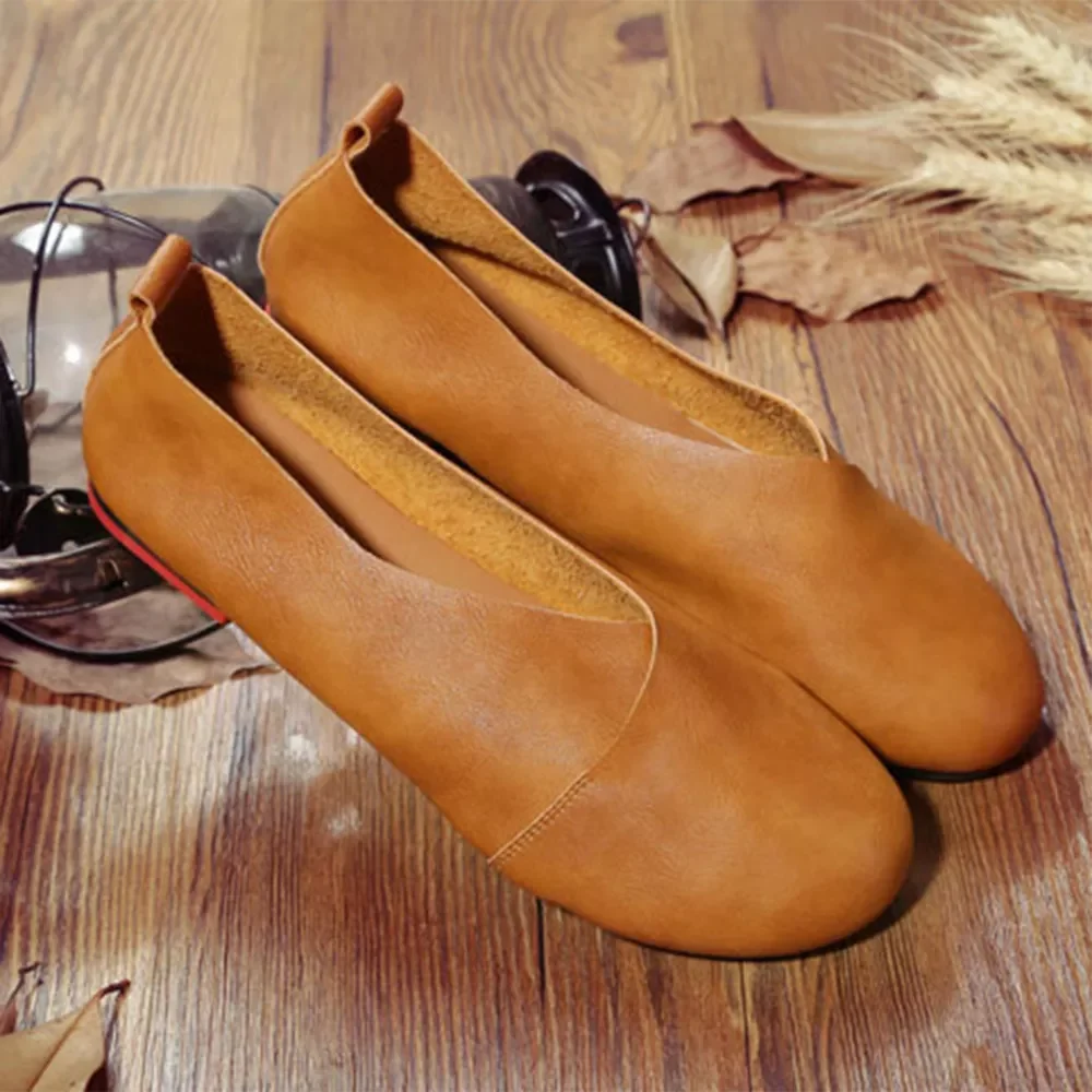 

2023NEW Genuine Leather Flat Shoes Woman Hand-sewn Leather Loafers Cowhide Flexible Spring Casual Shoes Women Flats Women Shoes