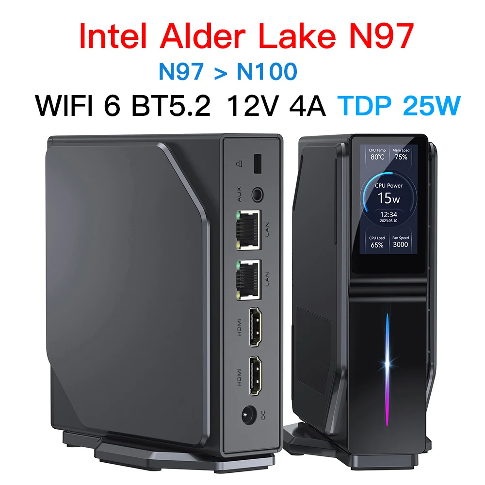 Мини-ПК SZBOX S1 Alder Lake N97 MINI PC до 3 6 ГГц DDR4 3200 МГц 16 ГБ 512 SSD Win11 WIFI6 BT5.2 МИНИ-ПК