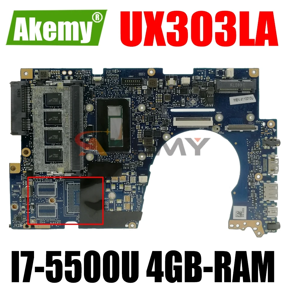 

AKEMY UX303LNB LaptopMotherboard For ASUS Zenbook UX303LAB UX303LA UX303LN UX303LB UX303L Original Mainboard 4GB-RAM I7-5500U GM