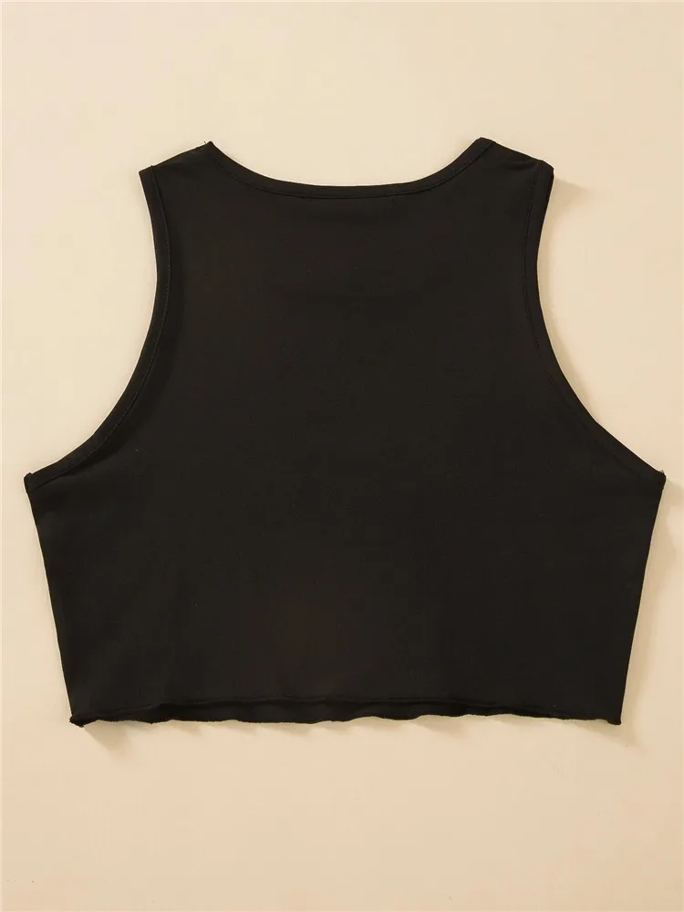 Укороченный топ в стиле High Street с графическим принтом букв женская летняя одежда