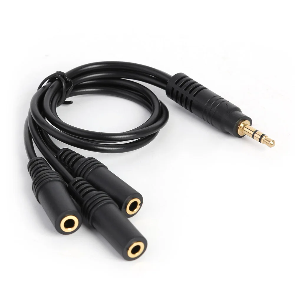 

3.5mm 3-Pole Plug to 3 Way Stereo Audio Headphone Splitter Adapter Cable PVC Gold-plated Plug AUX 3 Output Female Connector