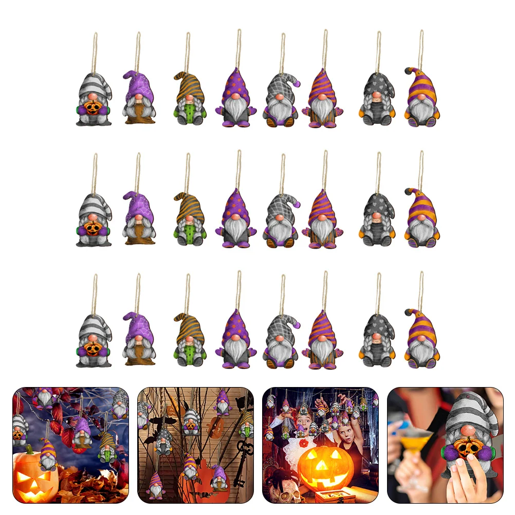 

Halloween Hanging Gnome Ornaments Gnomes Wooden Wood Decor Tree Pendant Decoration Decorations Ornament Sign Party Pieces Fall
