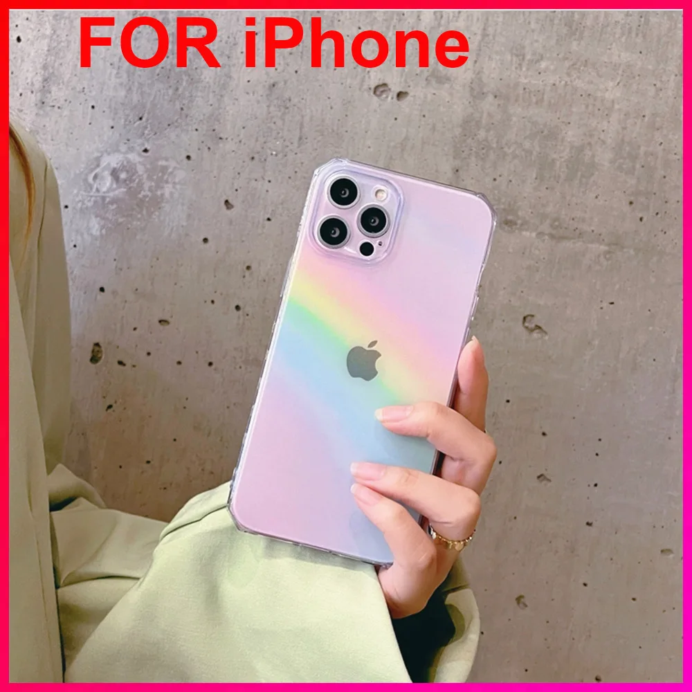 

Colorful rainbow transparent mobile phone case fashion soft shockproof protective cover For iPhone 13 Pro Max 12 Mini 11 X XS XR