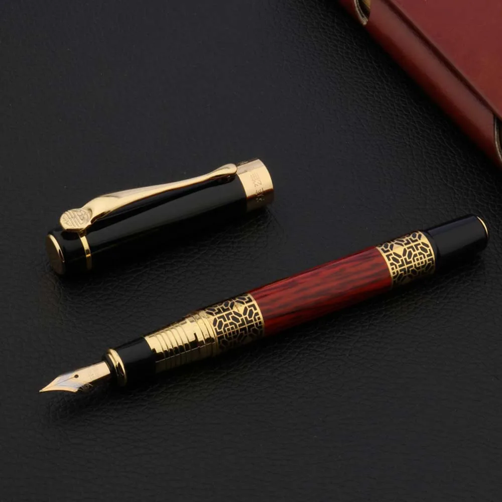 

Принадлежности для резьбы, Качественная ручка из красного дерева для бизнеса и школы, новинка, чернильная золотистая высококлассная Студенческая офисная ручка с 530 чернилами