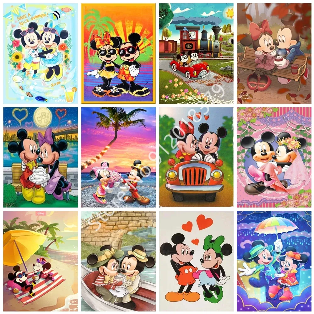 

Disney 5D DIY Diamond Painting Cartoon Mickey Minnie Couple Full Drill Diamond Embroidery Mosaic Cross Stitch Home Decor Gifts