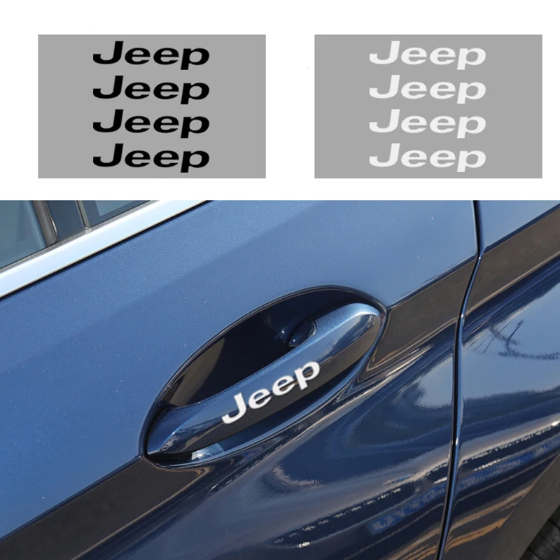 

4pcs Car Door Handle Sticker Auto Decal for Jeep Renegade Wrangler JK Grand Cherokee XJ Willys Compass Command Patriot wk wj kl