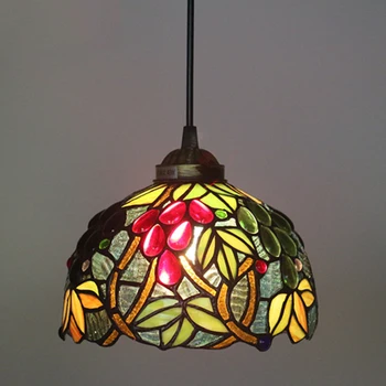 Tiffany Retro Stained Glass Pendant Lights Vintage Mediterranean Hanging Lamp for Living Room Decor Bar Kitchen Light Fixtures