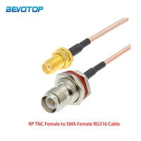 rp waterproof tnc female bulkhead jack to sma female jack rg316 cable pigtail 50 ohm rf coaxial assembly extension cord jumper