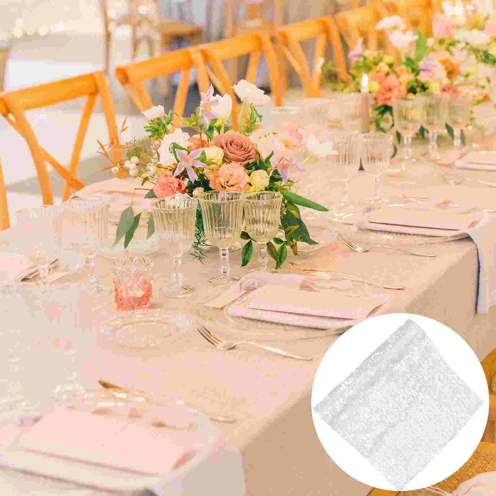 

Table Runner Runners Tablecloth Sequin Cover Wedding Mesh Roll Rectangular Metallic Sheer Cloths Sparkly Party Decorative