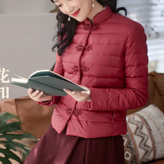 Retro Chinese style short down down padded jacket women's winter  suit 2021 new coat  winter coat women elegant