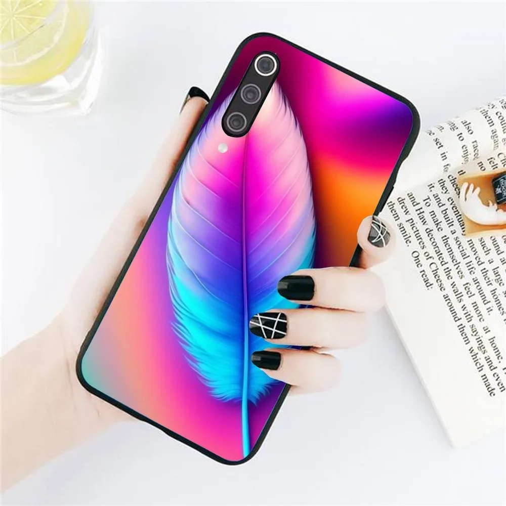 Модный чехол с перьями для Xiaomi Redmi Note 12 11 10 9T 8 7 Pro 9 9A 9C черный мягкий телефона