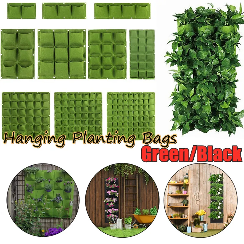 

Wall Hanging Planting Bags Garden Vertical Planter Multi Pocket for Wall-mounted Gardening Flower Outdoor Indoor Growing Pots