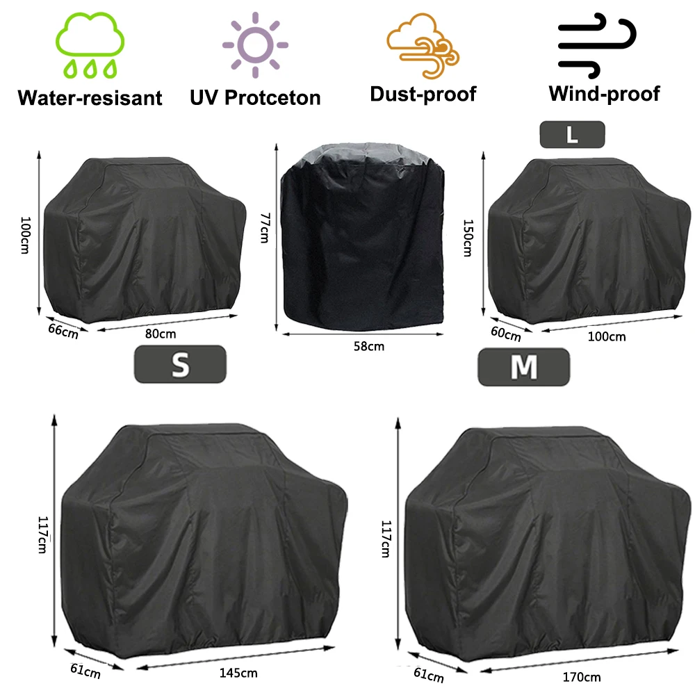 

BBQ Cover Outdoor Dust Waterproof Weber Heavy Duty Grill Cover Rain Protective Outdoor Barbecue Cover Round