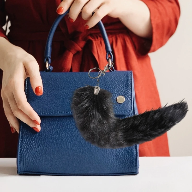 Лисий мех хвост с кисточками брелок для ключей модный кулон подвеска автомобиля