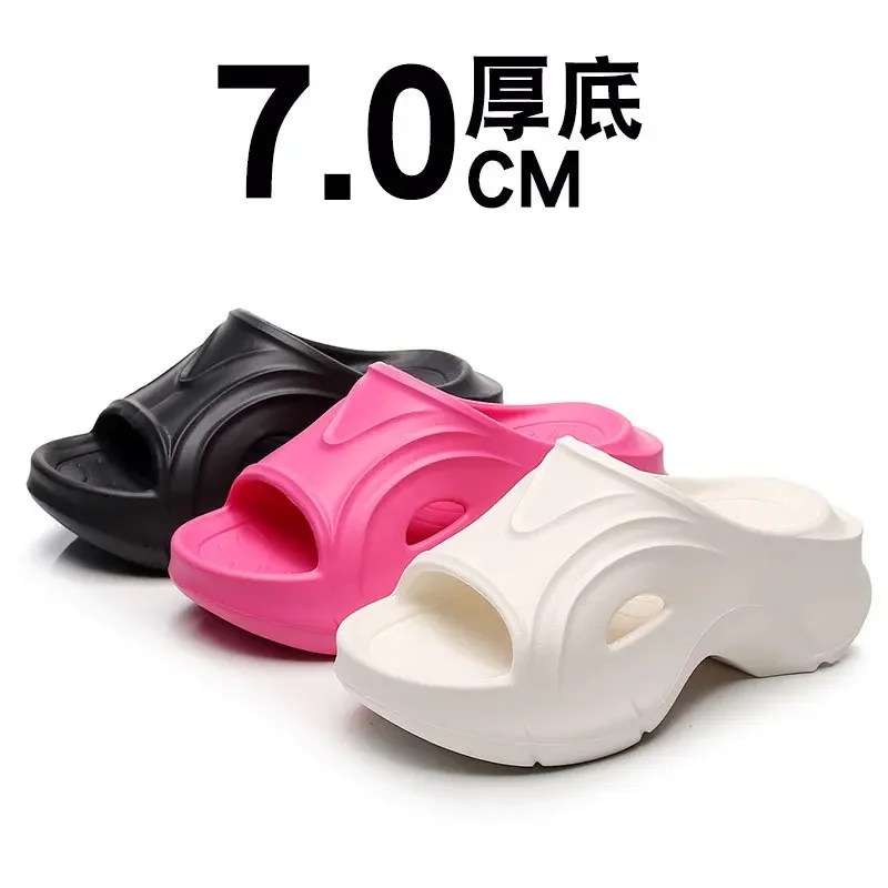 

2024 new EVA thick-soled slippers for women to wear outside on women's slippers one-word high-heeled slippers for women