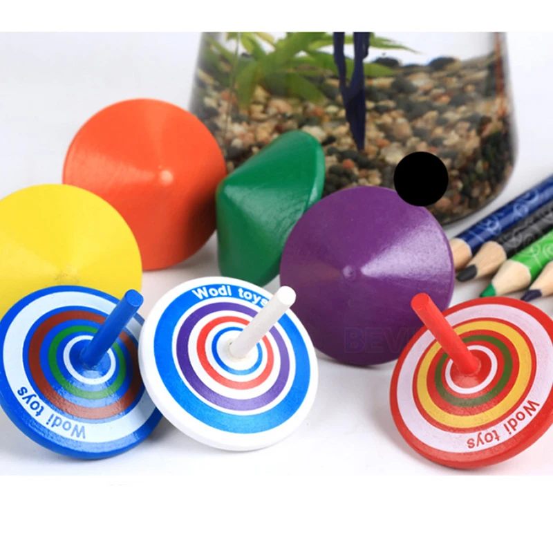 8pcs/lot Multicolor Wooden Spinning Top Adult Relief Stress Desktop Decompression Toys Baby Birthday Christmas Gift Random Color - купить по