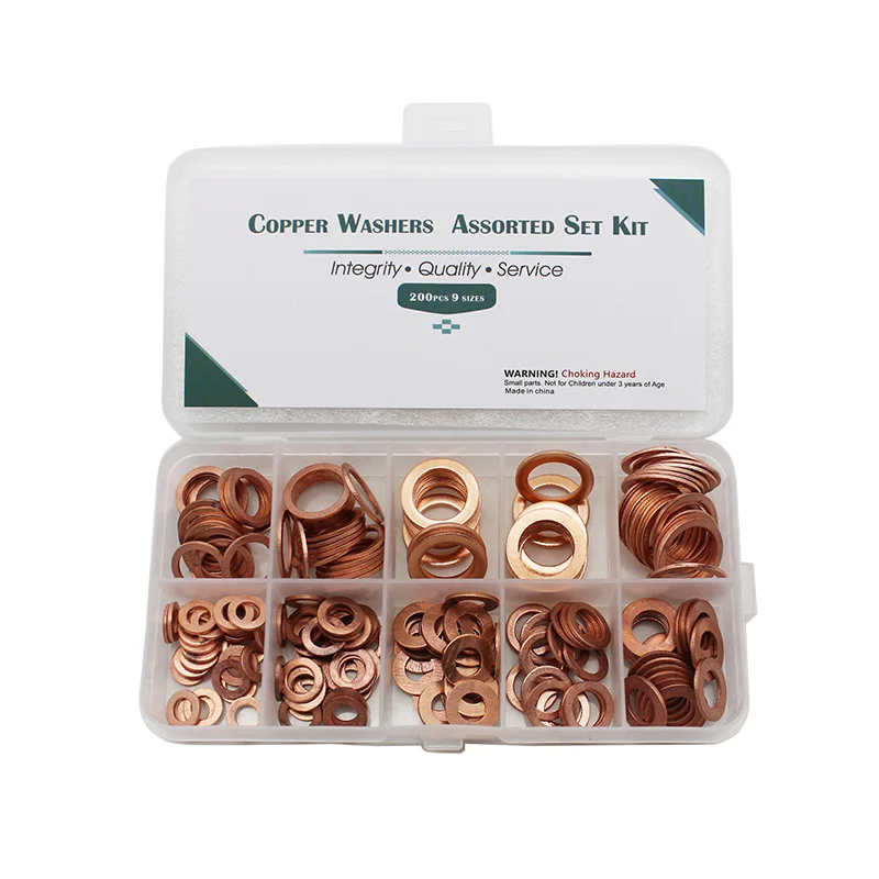 

200pcs Copper Sealing Solid Gasket Washer Sump Plug Oil For Boat Crush Flat Ring
