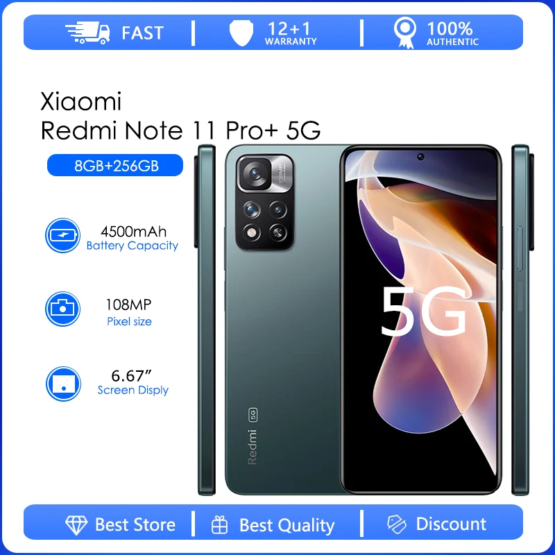 

Смартфон Xiaomi Redmi Note 11 Pro + телефон, 8 Гб ОЗУ 256 Гб ПЗУ, восемь ядер, 4500 мАч, экран 6,67 дюйма