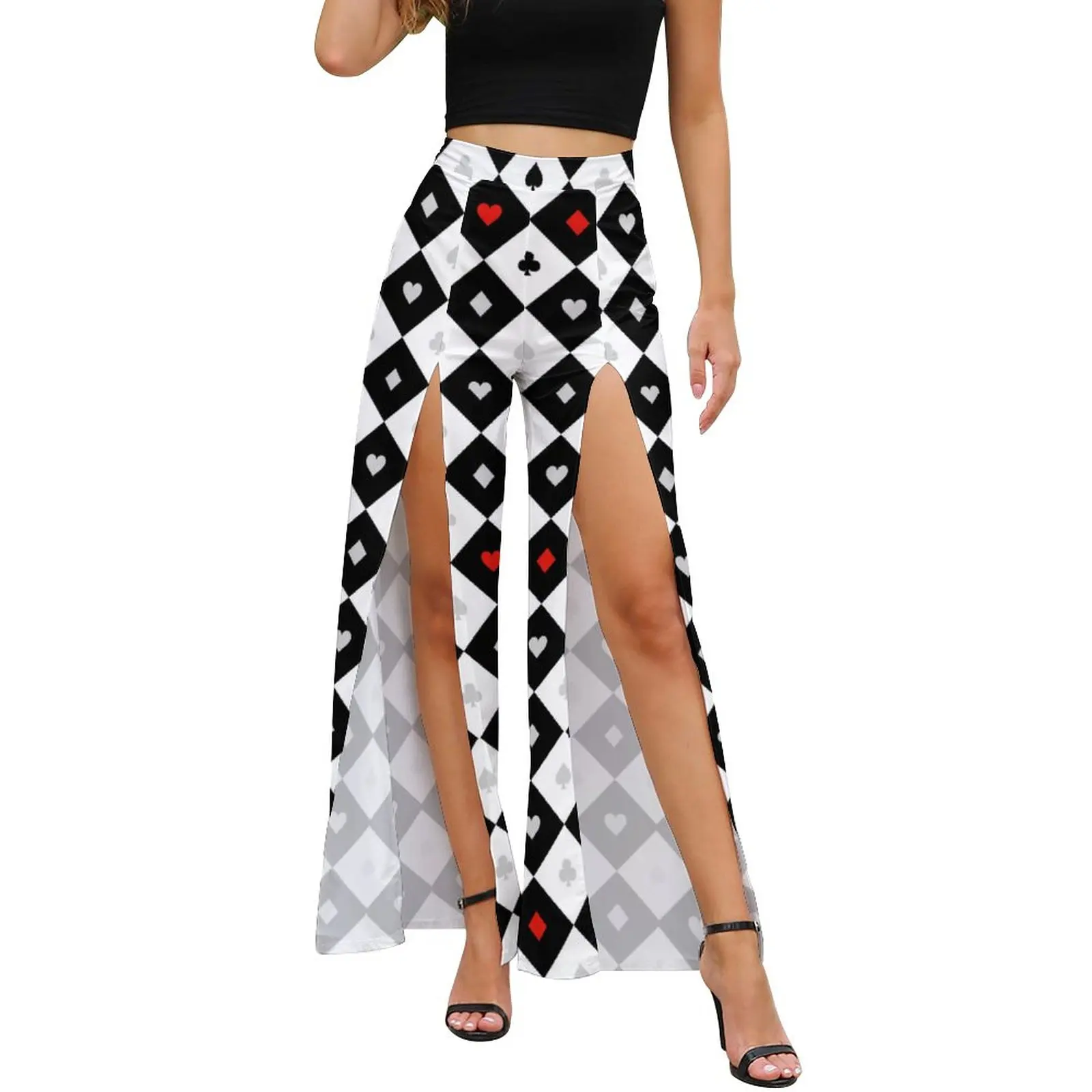 

Брюки с карманами в форме сердца и разрезом для йоги женские городские Брюки прямые базовые брюки