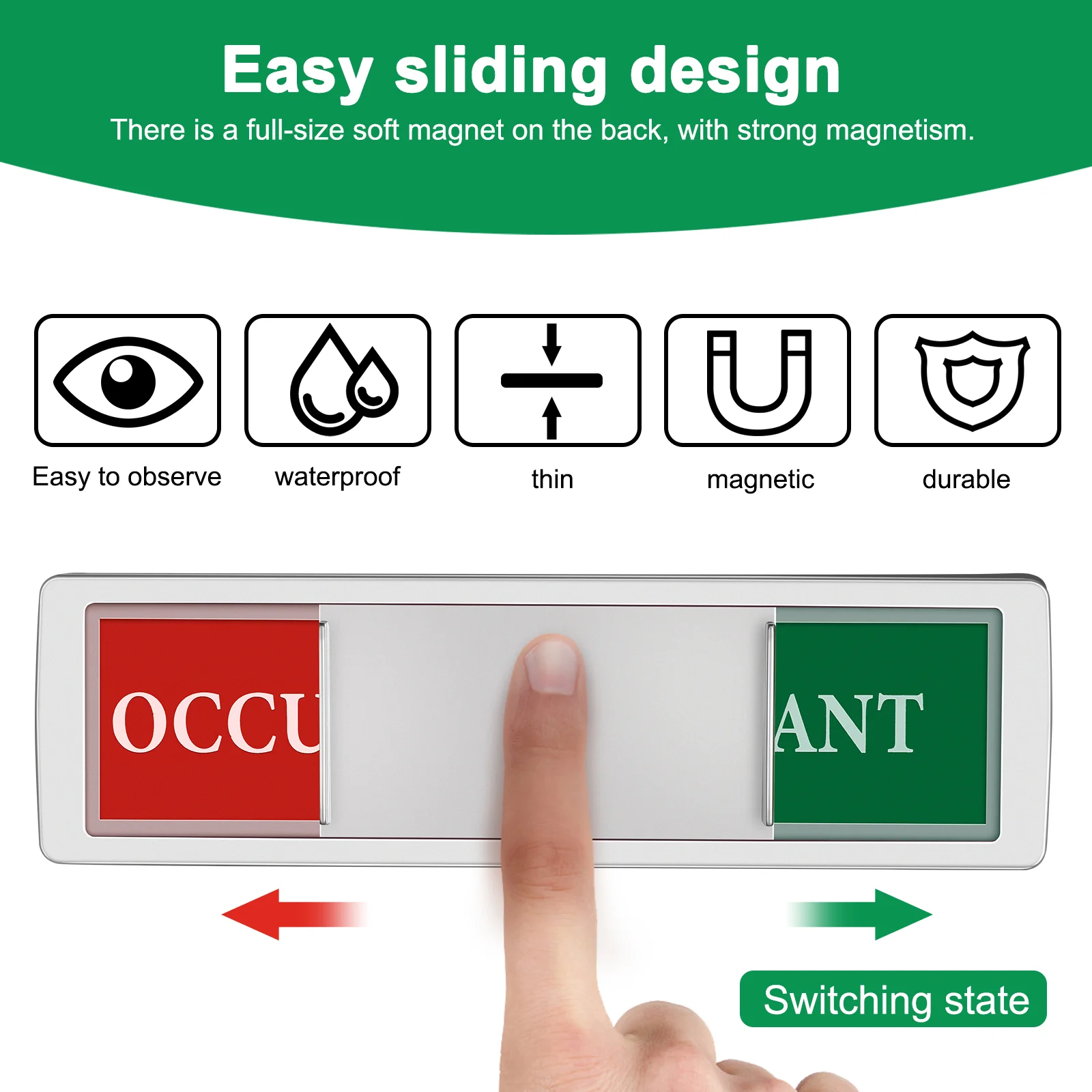 1 шт. свободный светодиодный знак для ванной комнаты дверной слайдер магнитный