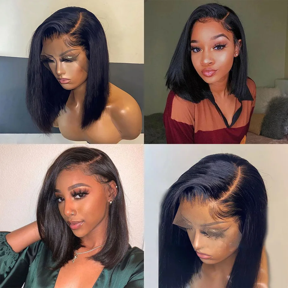 Парик A &amp R с прямыми короткими волосами бразильские натуральные волосы на сетке