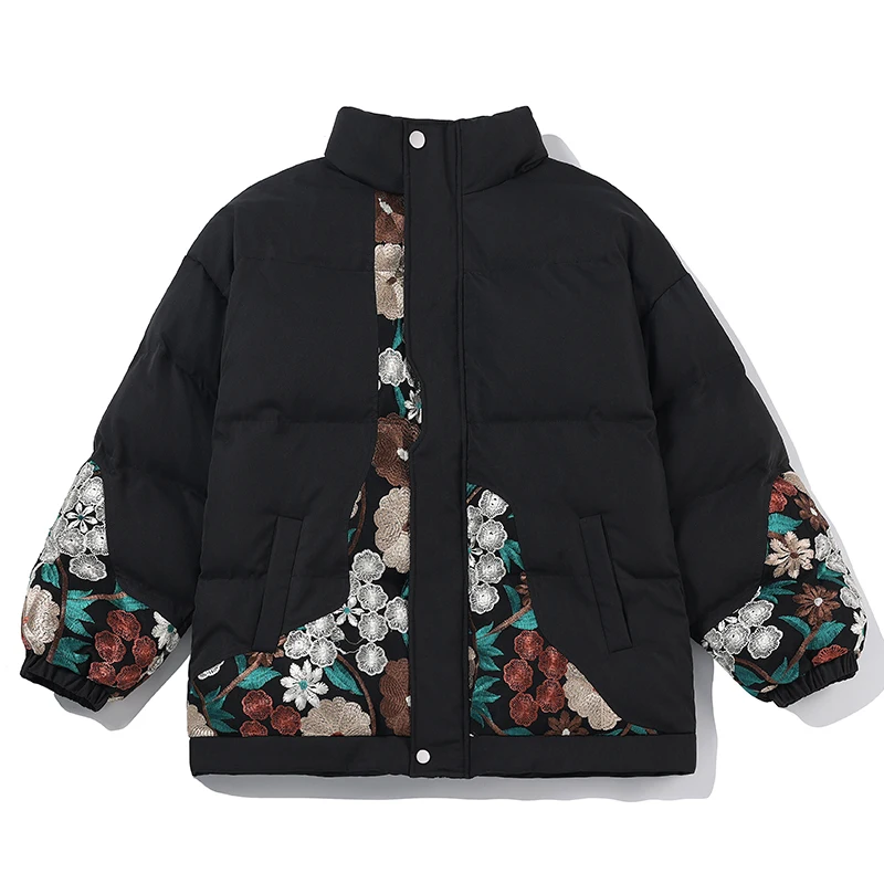 Winter Embroidered Jacket Men Warm Fashion Casual Thickened Jacket Men Japanese Streetwear Loose Short Coat Mens Parker M-5XL