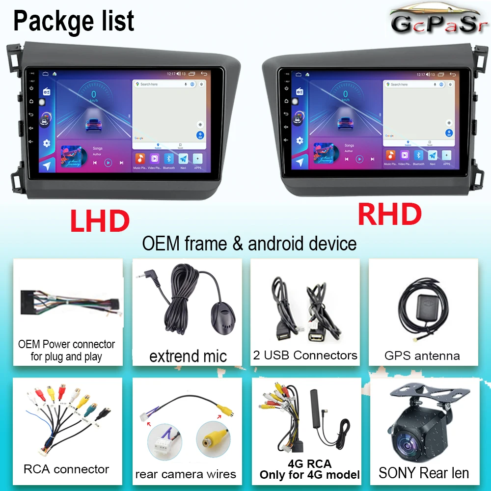 Автомобильный плеер для Honda Civic 9 FB FK FD 2011-2015 LHD RHD Android Auto Radio BT IPS GPS-навигация