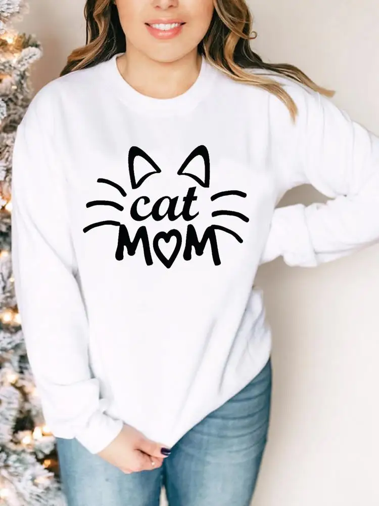 

Cat Paw Face Funny Style Graphic Pullovers Sweatshirts Woman Fall Autumn Lady Casual Women Spring Print Hoodies Female Clothing