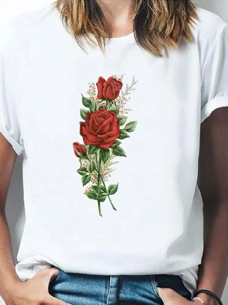 

Tee Women Clothes T Female Clothing Fashion Print Summer Watercolor Flower Lovely Cute 90s Short Sleeve Casual Graphic T-shirts