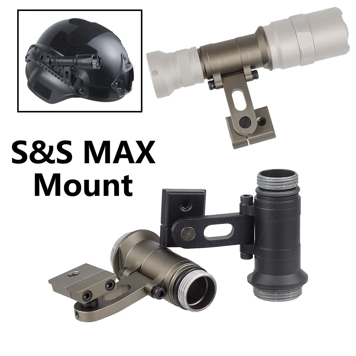 Фото Крепление для фонаря SureFire M300 M300B M300C M300V Light SS MAX Precision ARC на шлем MICH2000, крепление на боковую направляющую для быстросъемного шлема №1