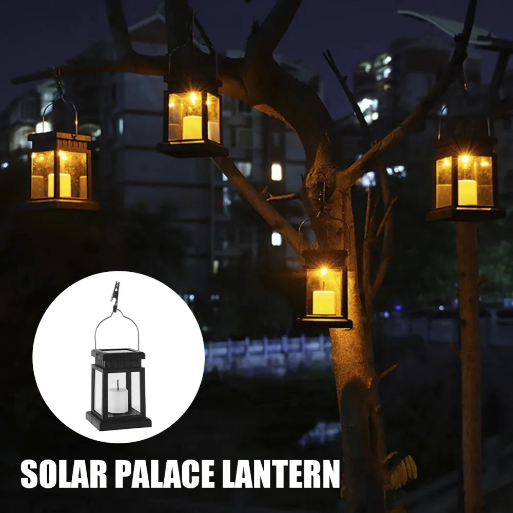 

Solar Candle Lantern Lamp Retro Palace Lantern Decor For Outdoor Courtyard Villa Patio Small Wind Light Candle Flashing Lanterns