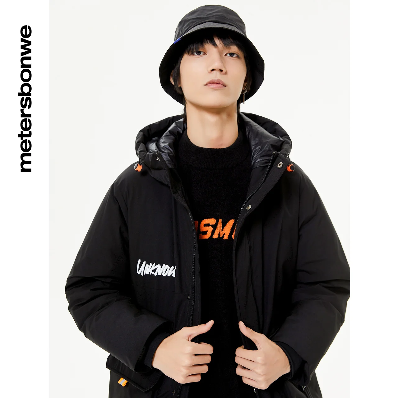 Metersbonwe Long Down Jacket Men Winter 80% Gray Duck Down Hooded Men Anti-snow Winter Down Coat Brand Loose Outerwear Warm Coat
