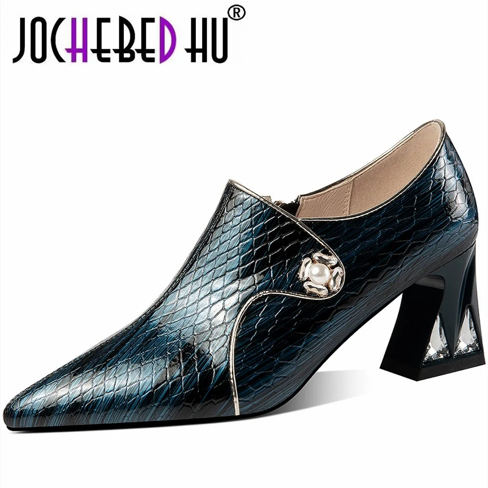 

【JOCHEBED hu】фирменные женские туфли из сверхтонкого волокна с гальваническим покрытием на каблуке стразы женские туфли на каблуке туфли на высоком каблуке