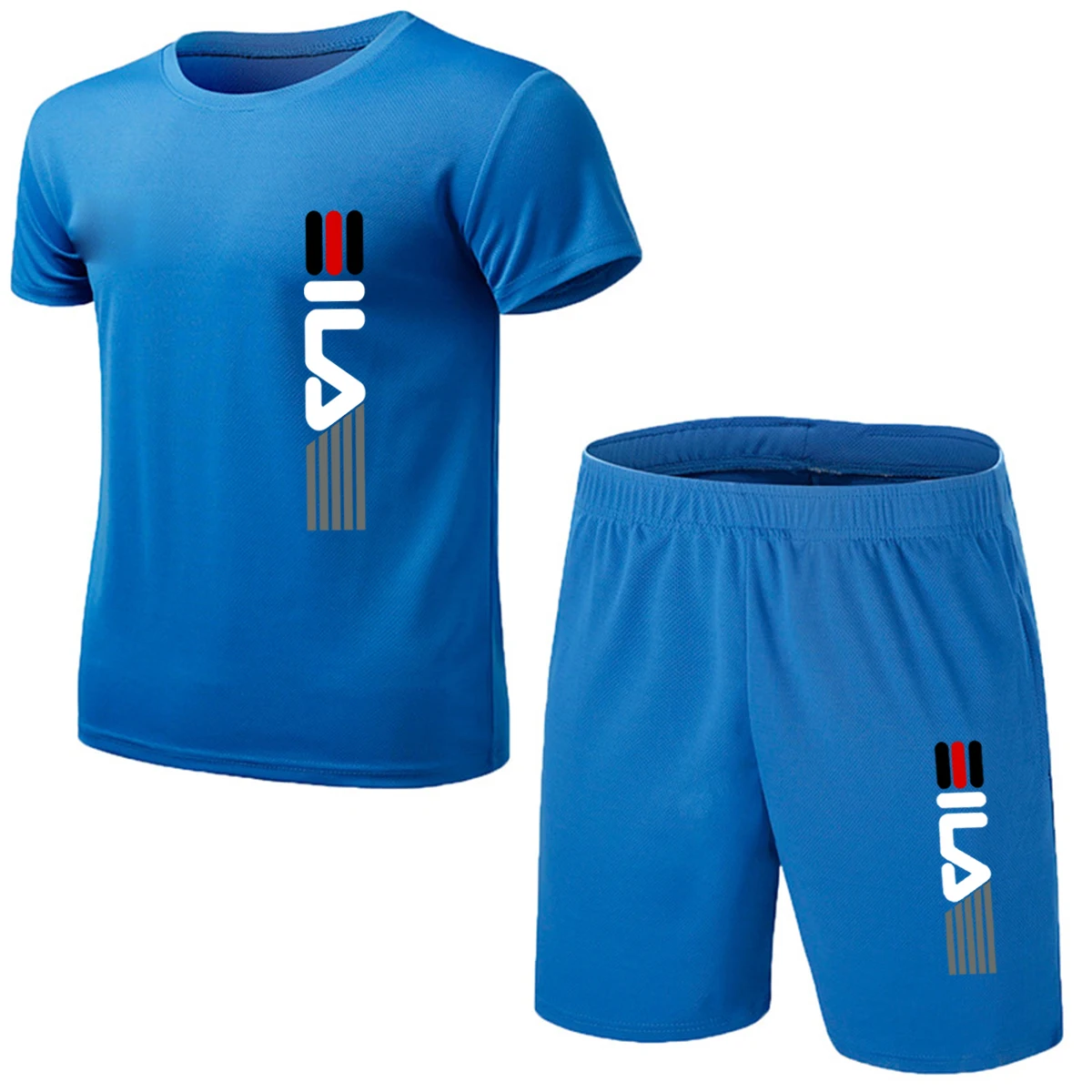 Setelan pakaian olahraga untuk pria setelan pakaian kebugaran kasual ukuran besar kaus lengan pendek celana pendek musim