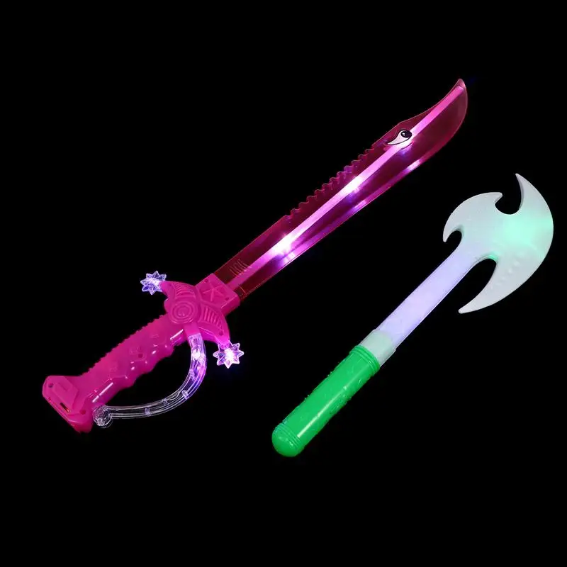 

2Pcs Luminous Musical Hatchet and Sword Toys Kids Knives Sword Playthings Props