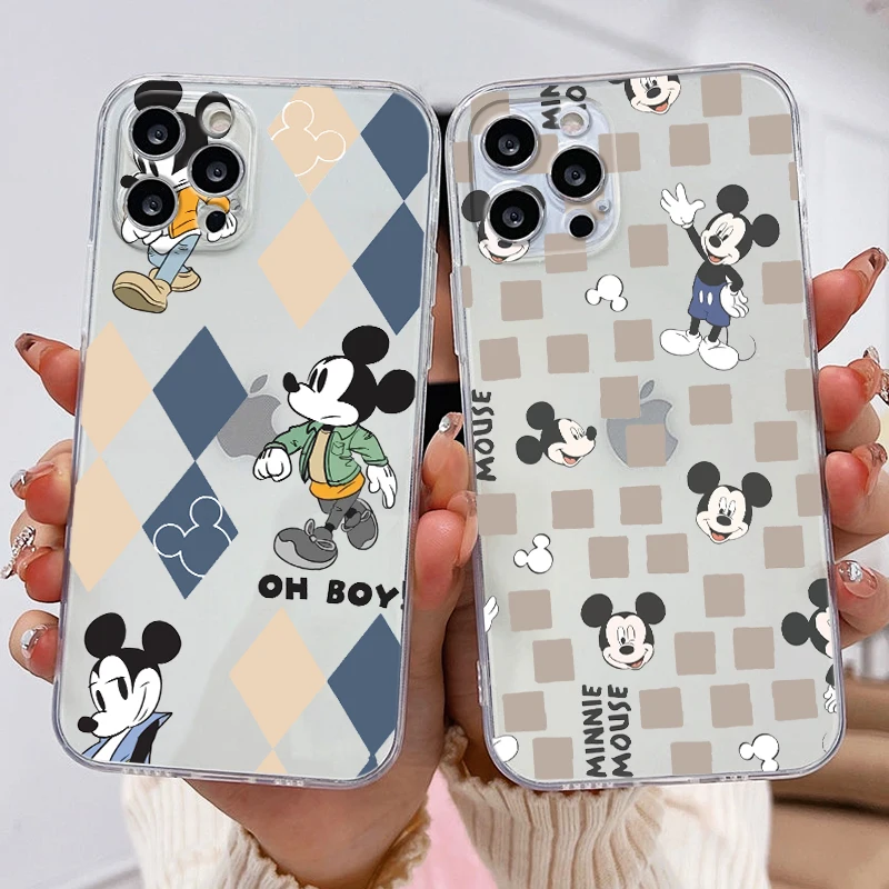 

Disney handsome Mickey Phone Case For Apple iPhone 11 12 13 14 Max Mini 5 6 7 8 S SE X XR XS Pro Plus Transparent Funda Cover