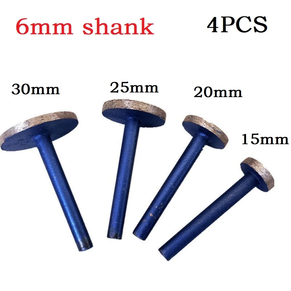 

4Pcs 6mm Shank Diamond Mounted Point Grinding Head Stone Jade Carving Polishing Engraving Tools T-Shape Grinding Head