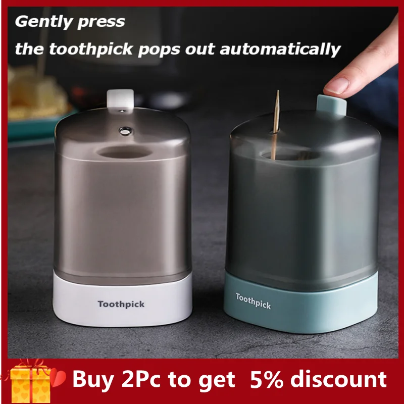 

Automatic Pop-Up Toothpick Holder Premium Plastic Cotton Swabs Container Anti-Skid Toothpick Storage Box Home Supplies