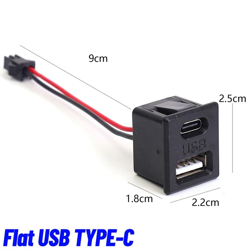

Универсальная автомобильная двойная розетка Type-C (женская) для скрытого монтажа, 5В 2А, USB-C, с защелкивающимся разъемом для модернизации интерьера автомобиля, зарядное устройство