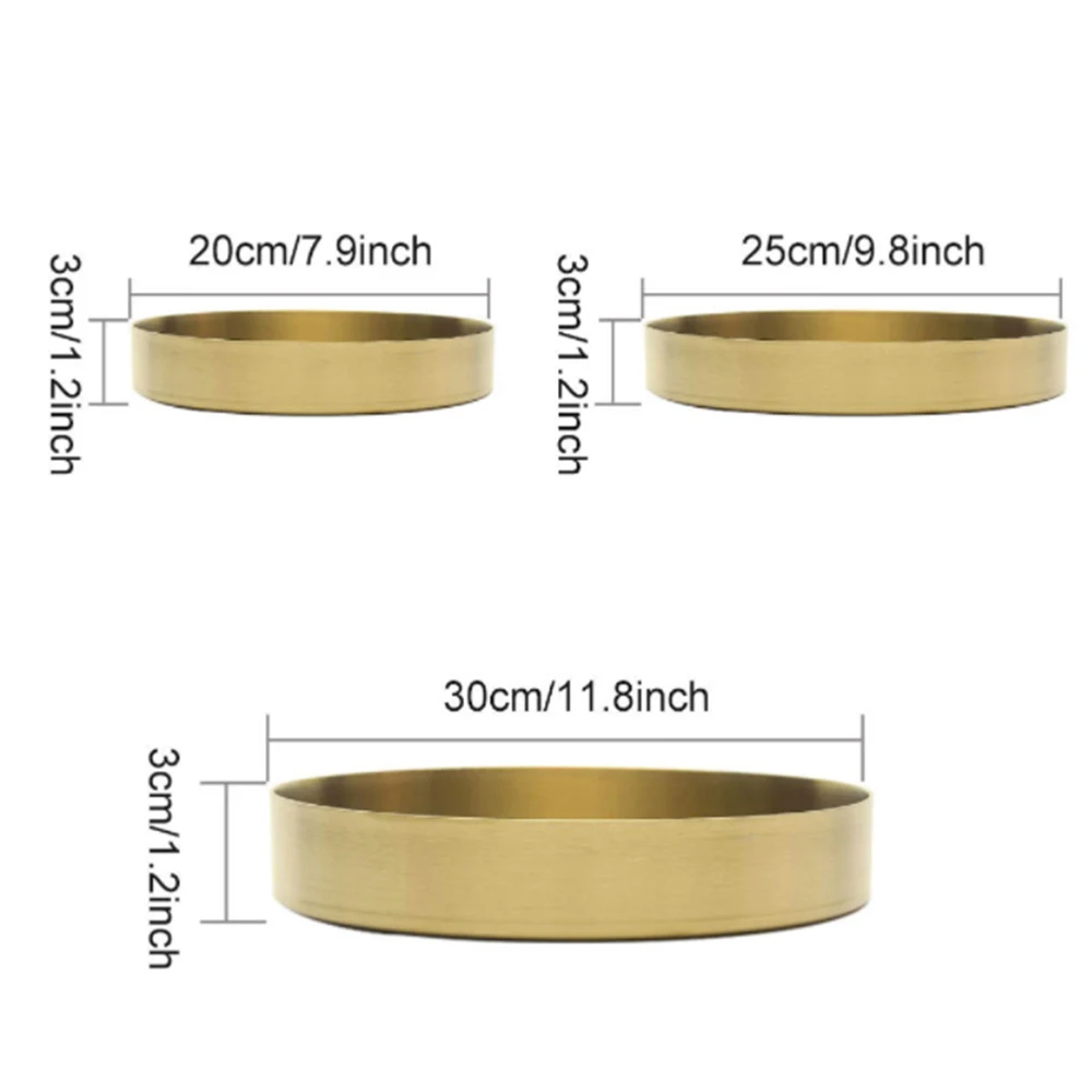 Decorative Round Tray Golden Jewelry Cosmetic Storage Box Suitable for Bathroom Dresser Beverage Breakfast Tea | Дом и сад