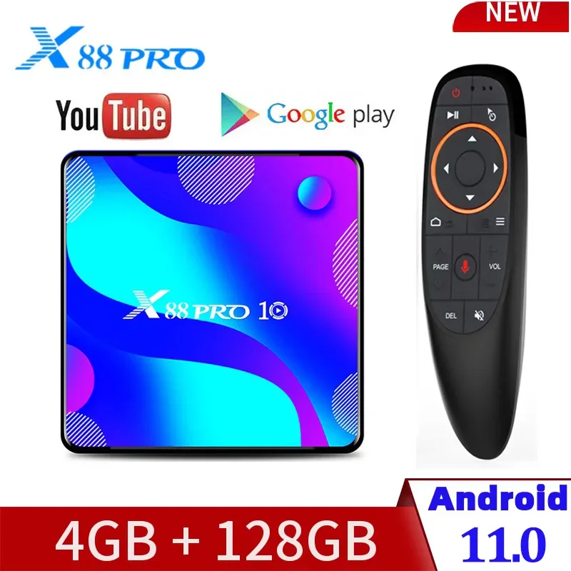 

X88 PRO 10 Smart TV Box Android 11.0 4GB 64GB Rockchip RK3318 5G Wifi 4K Google Player Store Youtube Set Top Box