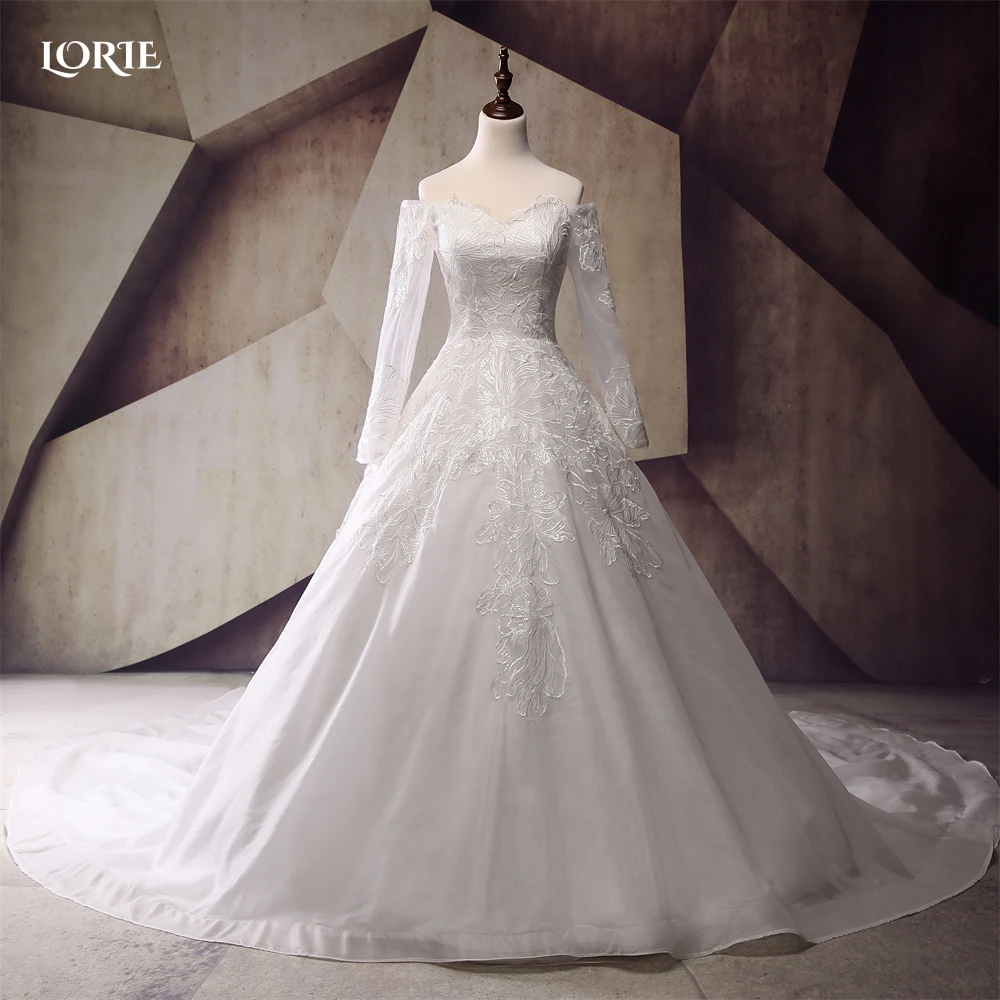 

LORIE Elegant Lace Princess Wedding Dresses Off Shoulder Backless V-Neck A-Line Bridal Gowns Lace Up Back Appliques Bride Dress