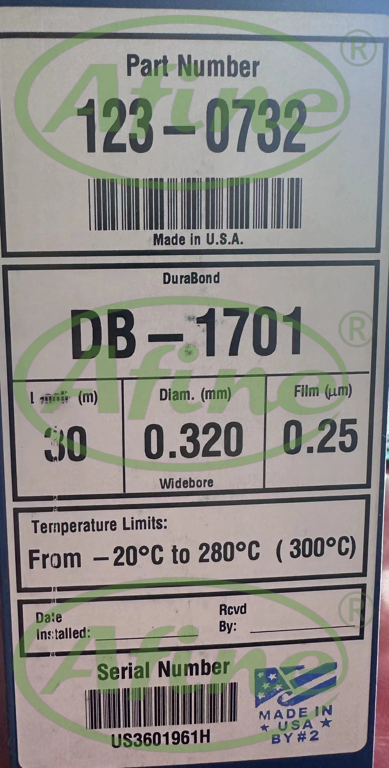 Колонки AFINE Agilent J&ampW GC: DB-1701P 123-7732 | DB-1701 123-0732 DB-1301 123-1333