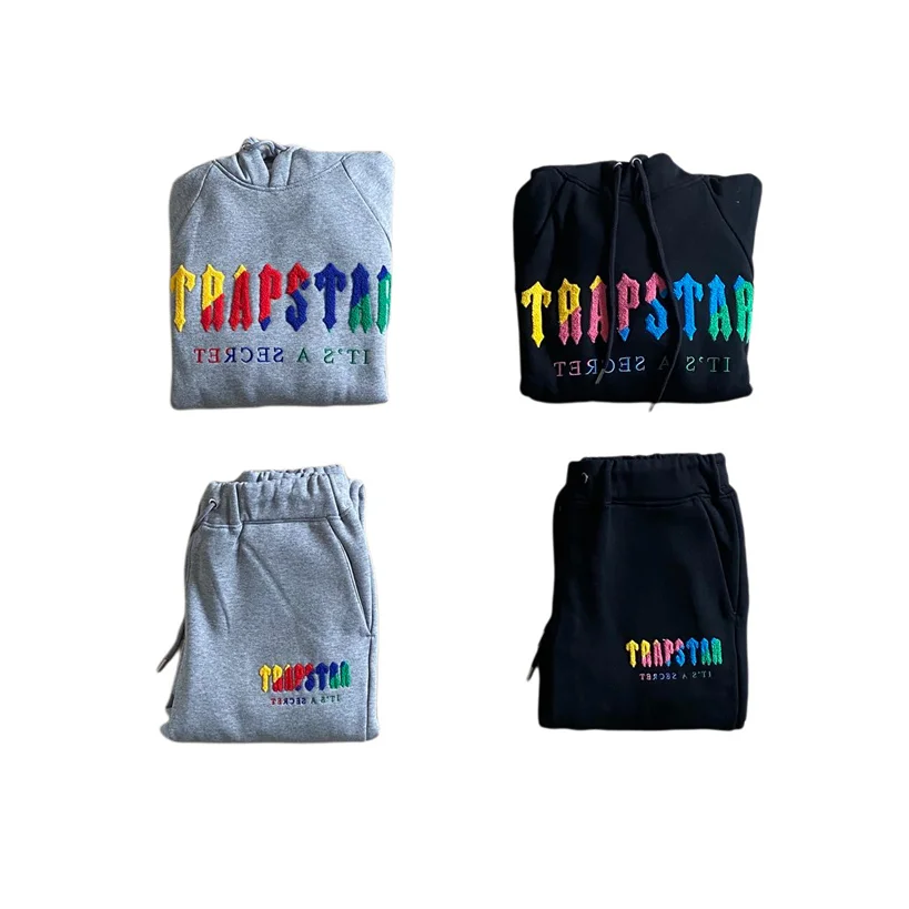 

Мужской комплект Luxry brand 2023fw UK London Trapstar с вышивкой, толстовка с капюшоном, спортивный костюм, женский пуловер с капюшоном