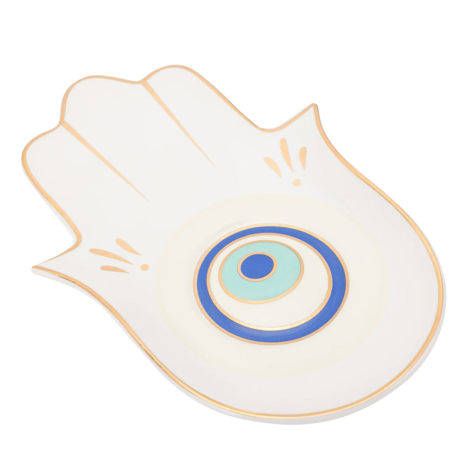 

Tray Dish Jewelry Holder Soap Eye Plate Ceramic Ring Evil Trinket Hand Hamsa Entrywaykitchen Vanitykey Sink Necklace