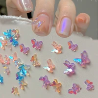 10pcs aurora butterfly nail charms 3d colorful butterfly nails jewelry diy resin glitter nail art decorations accessories