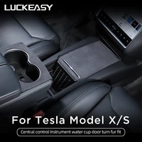 luckeasy for tesla model x s interior supplies door armrest central control dashboard suede flip leather interior protective pad